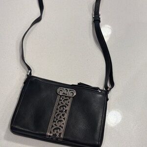 Brighton Black Leather Crossbody Bag